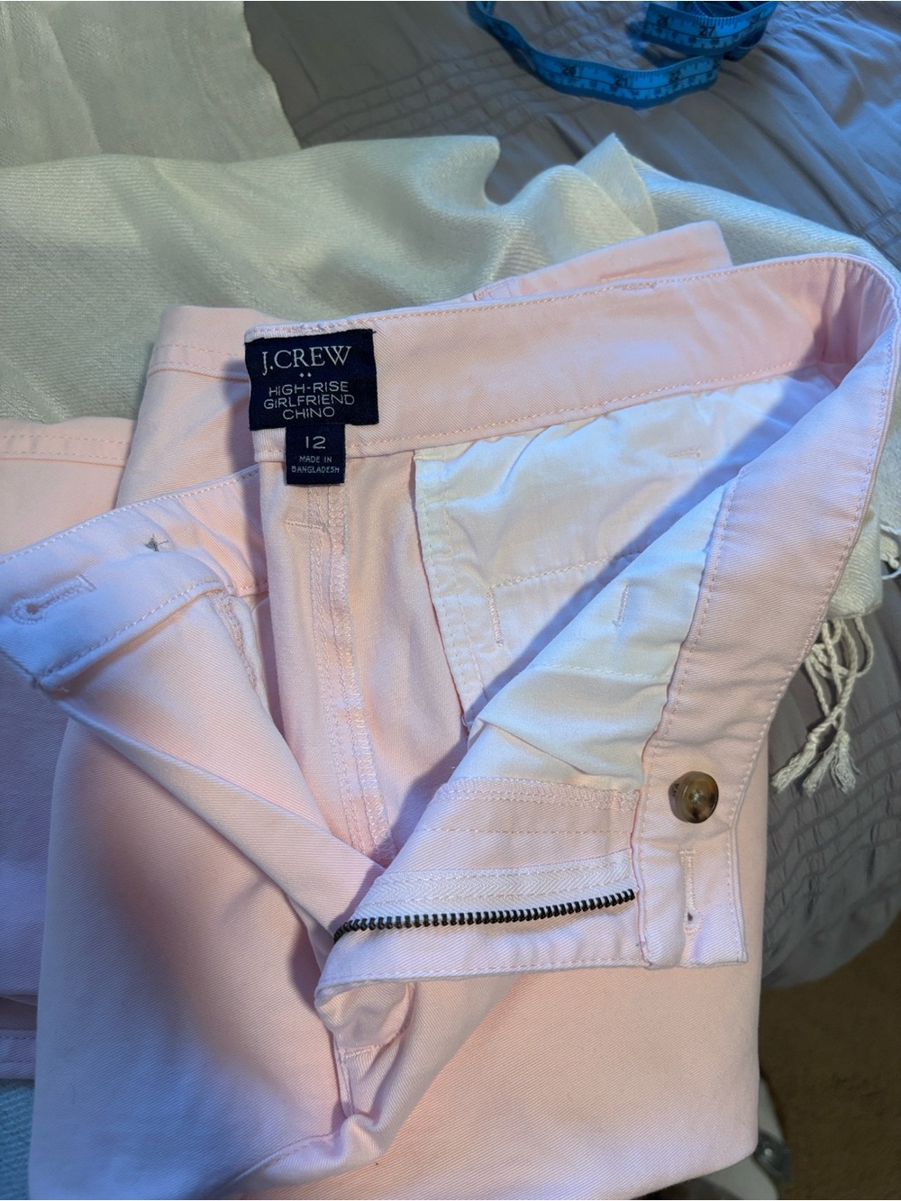 J. Crew Pale Pink High-Rise Girlfriend Chino Pants